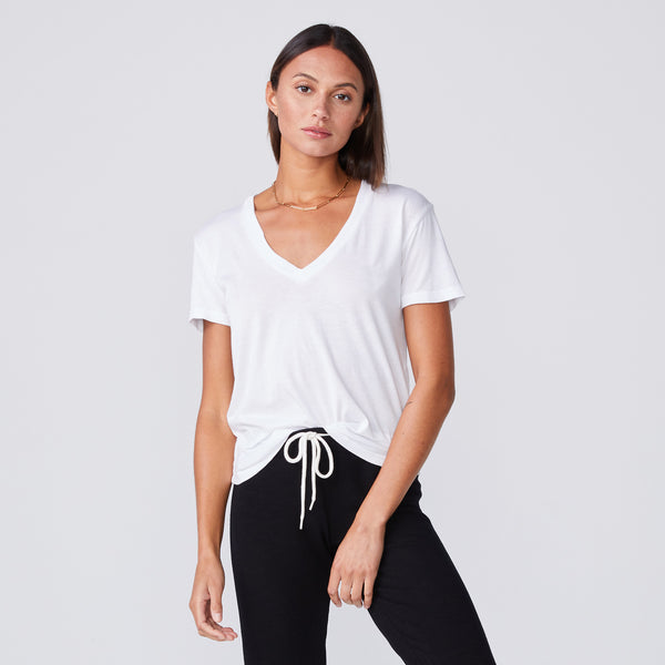 me Women's Organic Cotton V-Neck Tee - White - Size XL