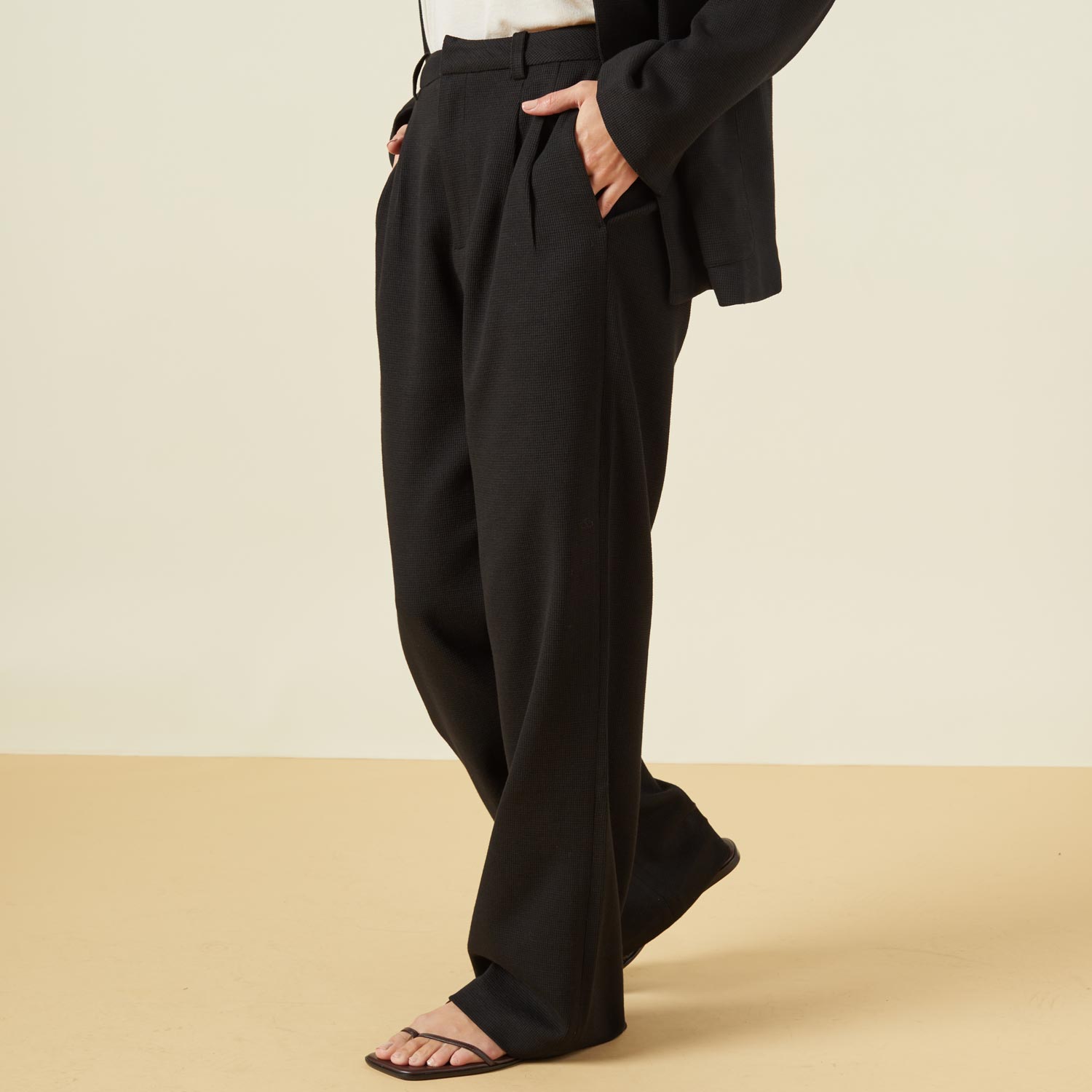 Men's Black, Pleated Front, Comfort-Waist Tuxedo Pants with Satin Stri -  99tux
