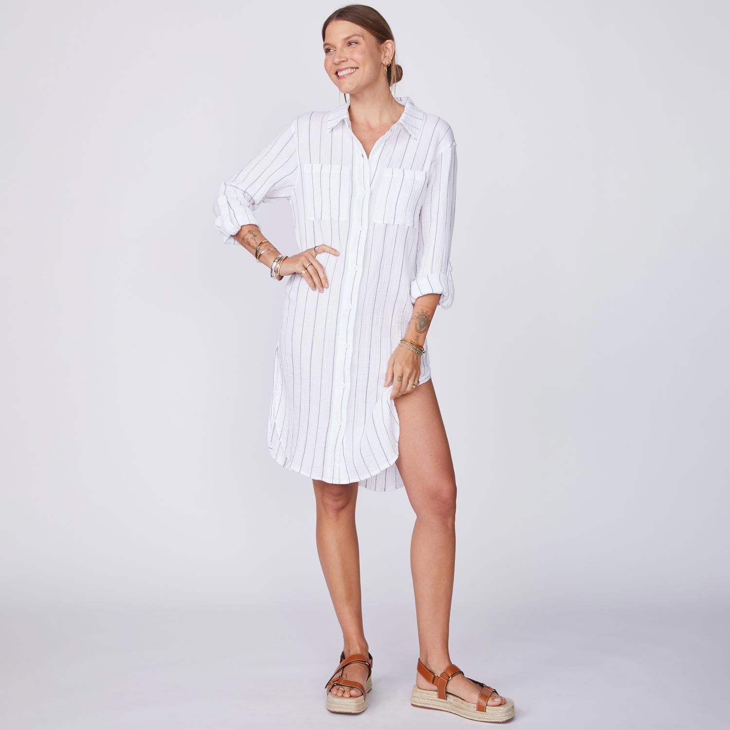 color group - GAUZE SHIRT DRESS - HD0455