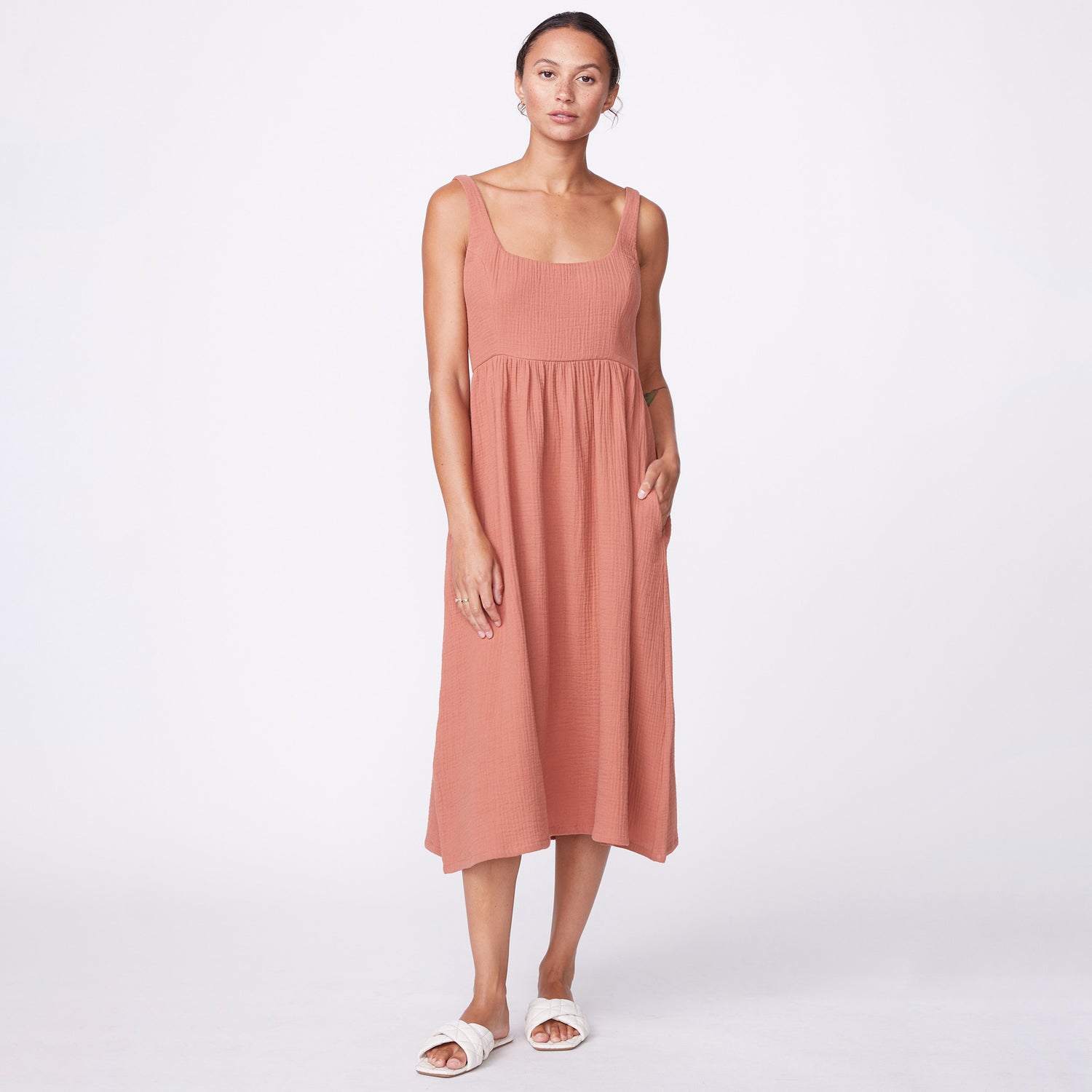 color group - Gauze Sleeveless Maxi Dress - HD0456