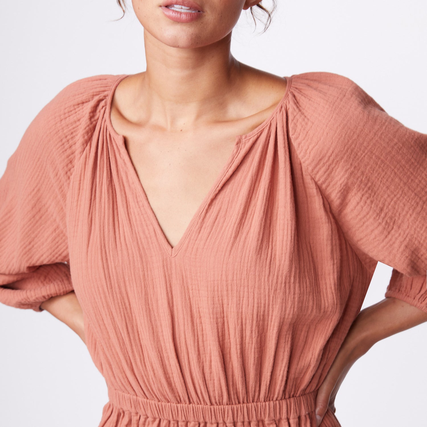 color group - Gauze Open Back Dress - HD0458