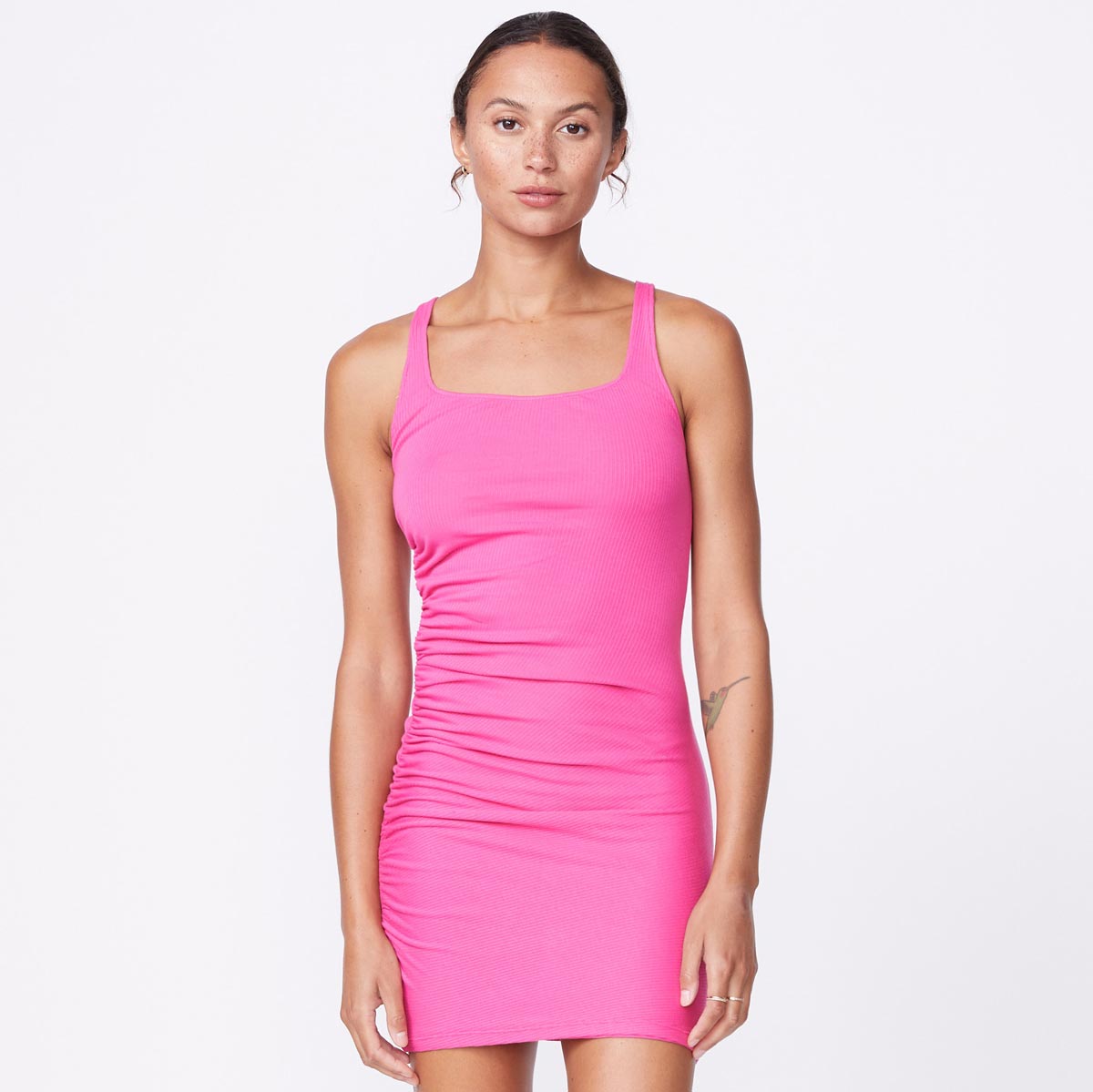 color group - RIB SQUARE NECK MINI DRESS