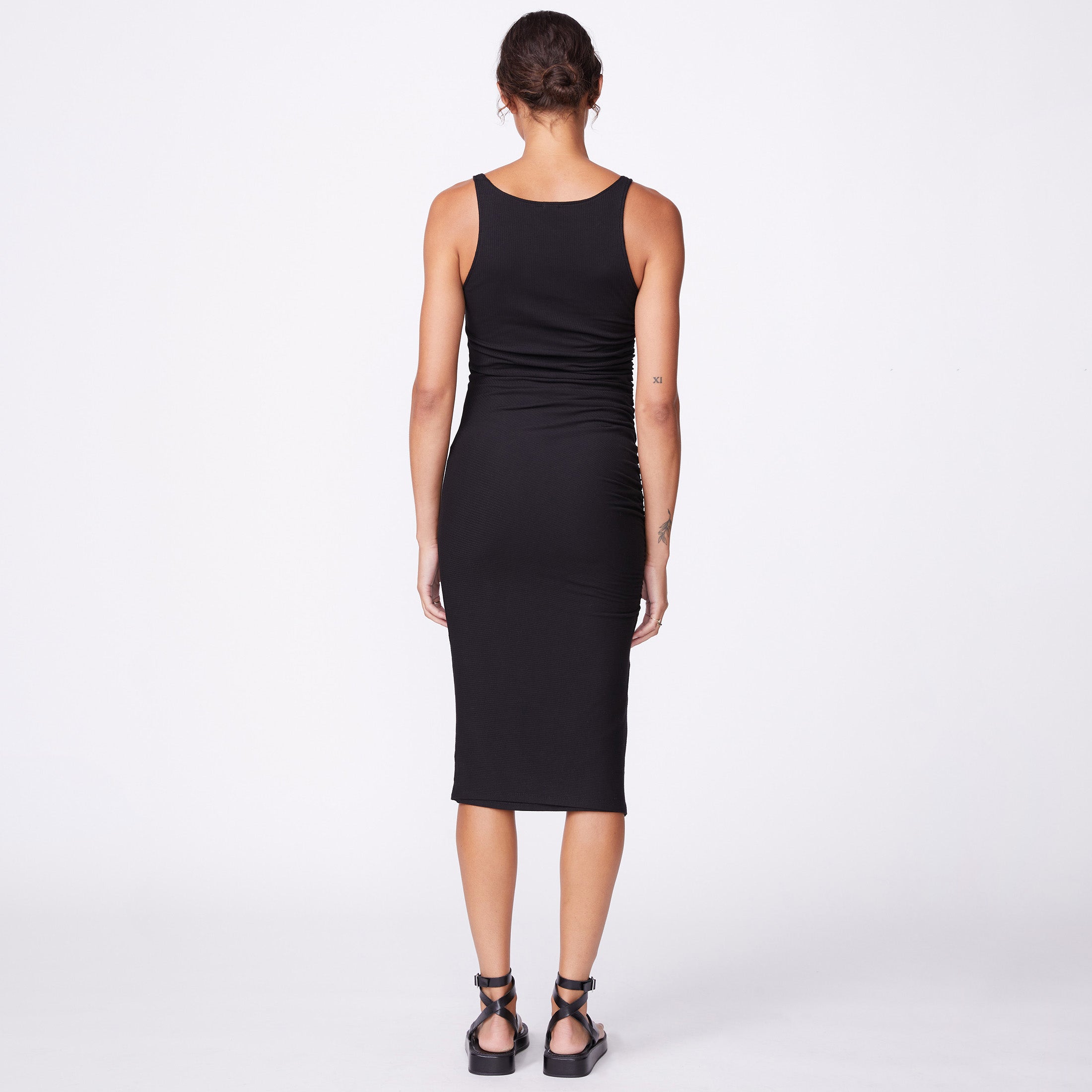 Black Square Neck Brushed Rib Midi Dress | PrettyLittleThing USA