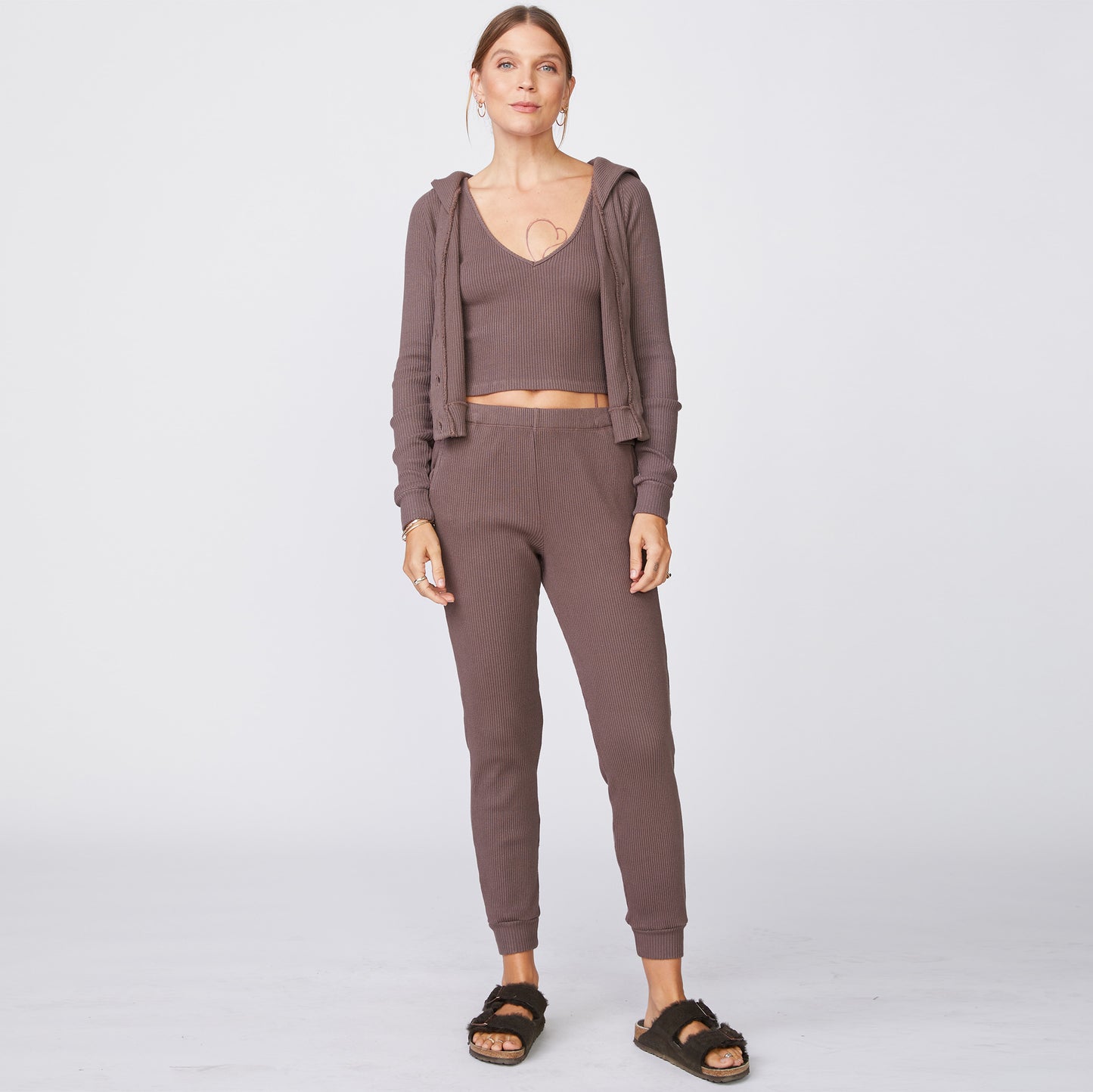 Brushed Rib Hooded Cardigan