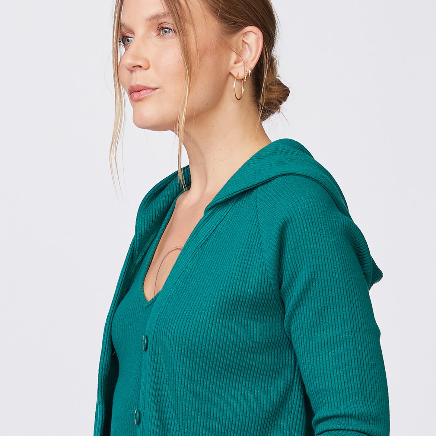 Brushed Rib Hooded Cardigan