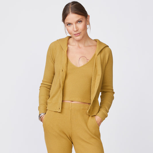 Brushed Rib Hooded Cardigan