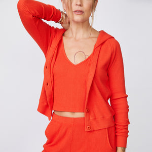 Brushed Rib Hooded Cardigan