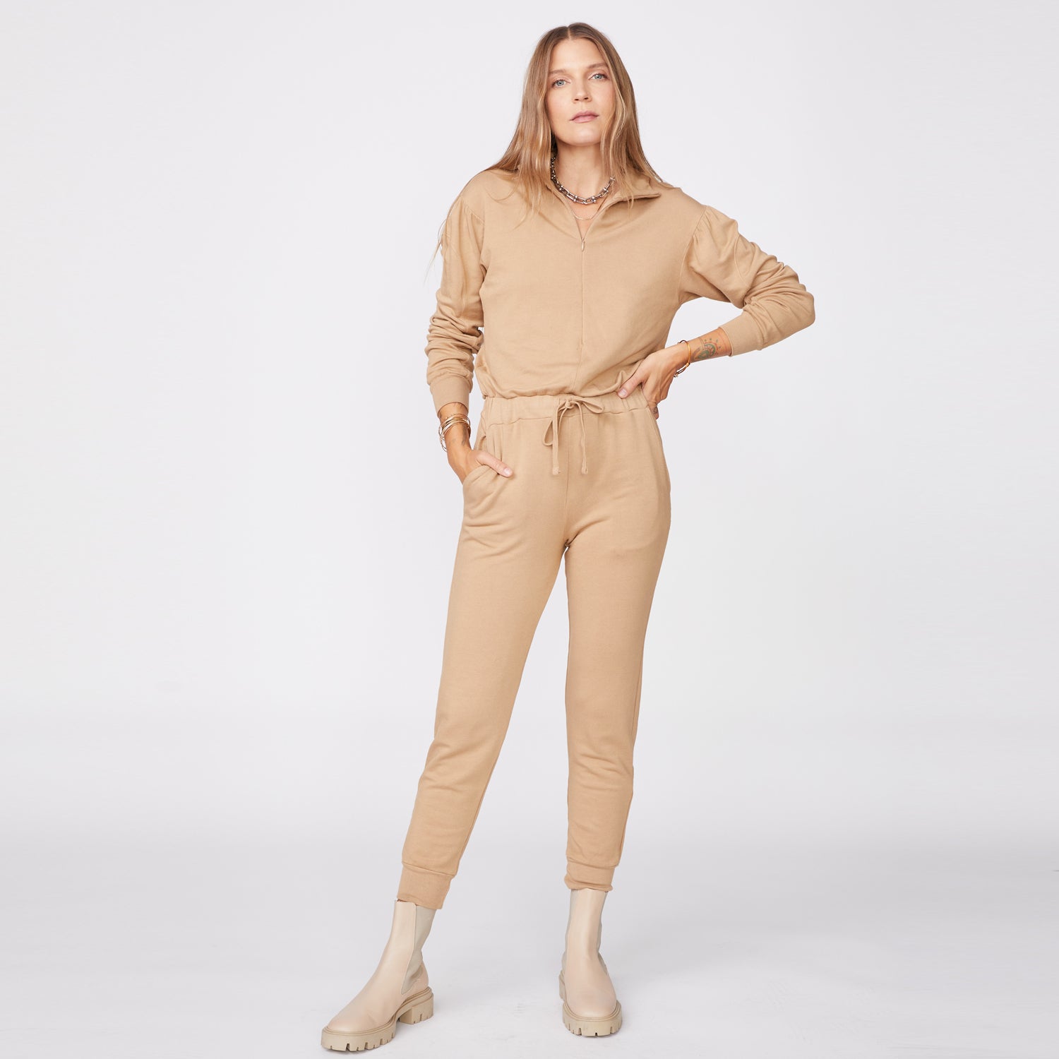 color group - SUPERSOFT FLEECE SHIRRED JUMPSUIT - HR0112