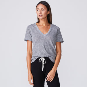 Textured Tri-Blend Fitted V Neck Tee (9535379460)
