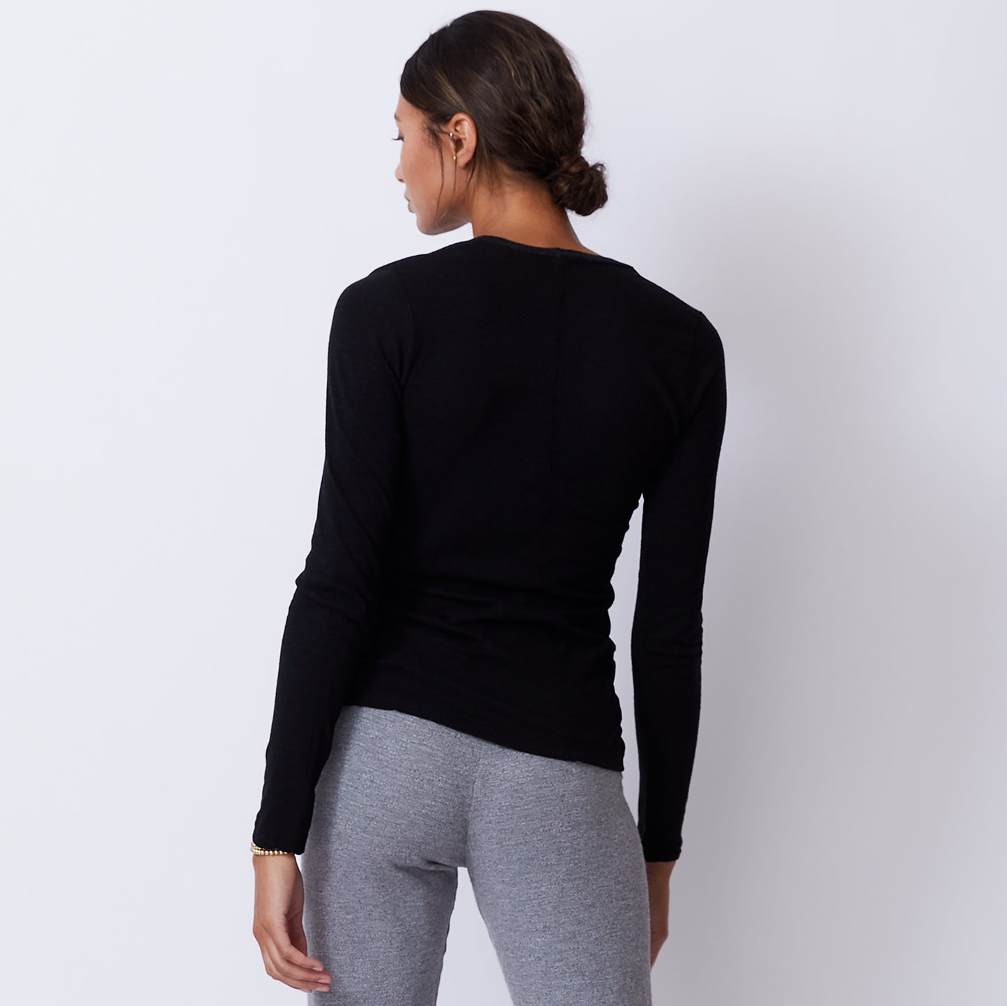 Textured Tri-Blend Fitted Long Sleeve V Neck Tee (9535392196)
