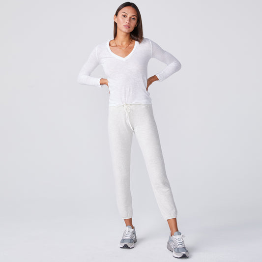 Textured Tri-Blend Fitted Long Sleeve V Neck Tee (1693384147046)