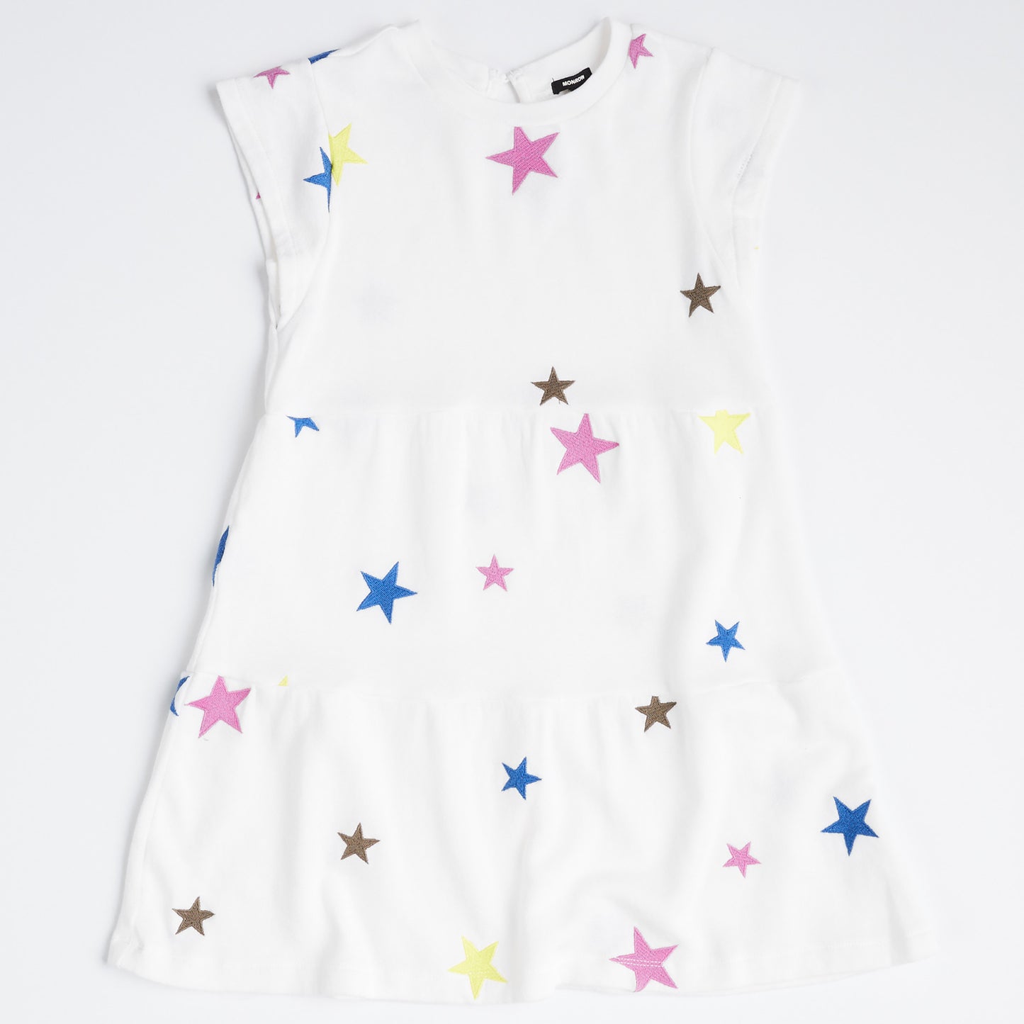 Kids Embroidered Color Stars Ruffle Dress