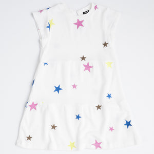 Kids Embroidered Color Stars Ruffle Dress