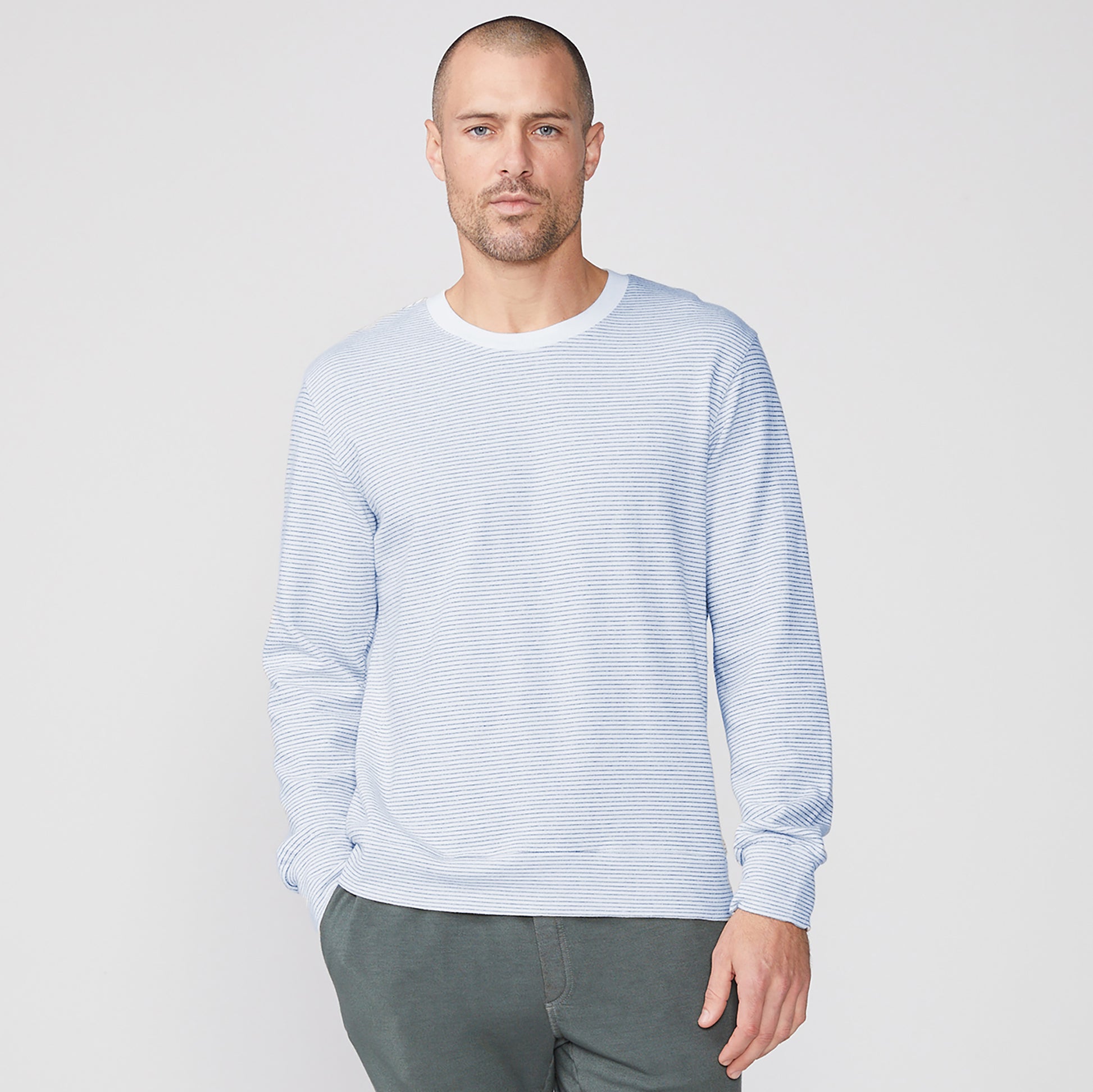 Pinstripe Crew Neck Sweatshirt (4866738356326)