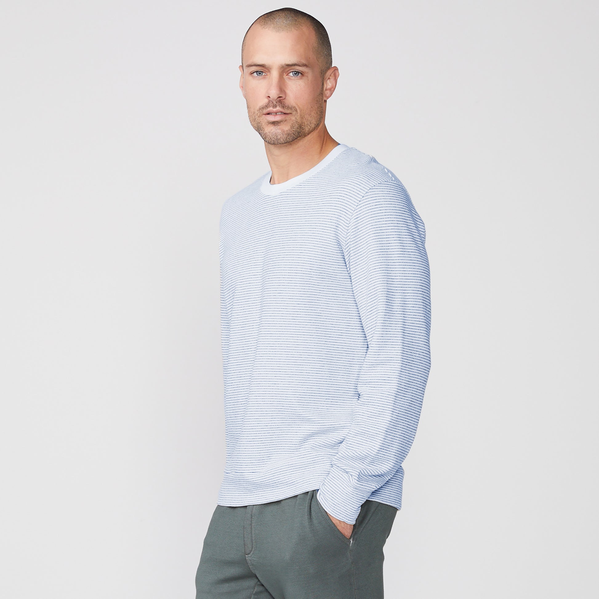 Pinstripe Crew Neck Sweatshirt (4866738356326)